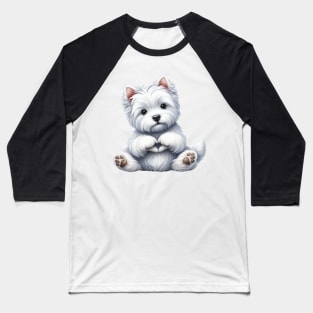 Valentine West Highland White Terrier Dog Giving Heart Hand Sign Baseball T-Shirt